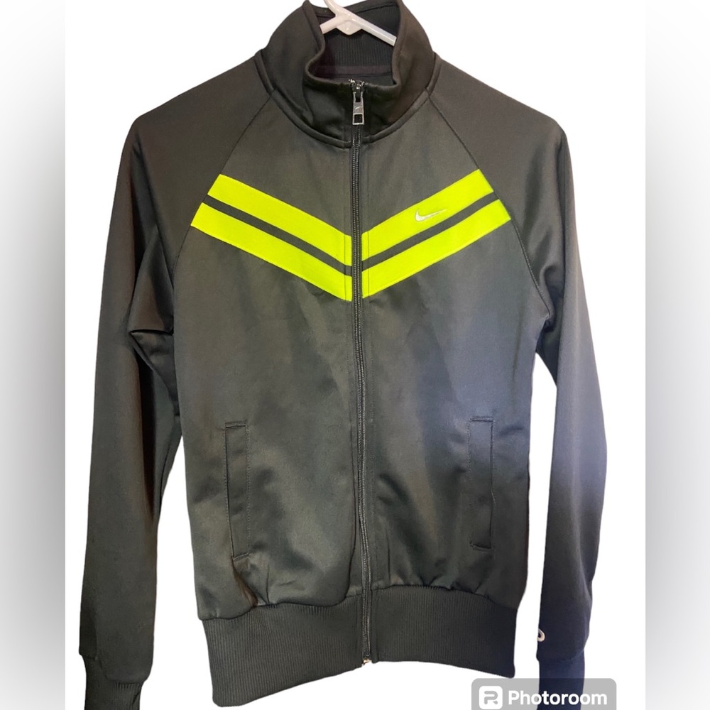 Nike the athletic department grey neon full zip warm up jacket men’s small